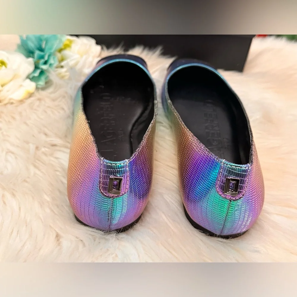 Karl Lagerfeld Paris Zayna MultiI Colored Metallic Black Flats Sz 9M NEW! FIRM! - Picture 8 of 10
